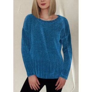 Seven 7 Womens Stylish Chenille Pullover Blue Size Large